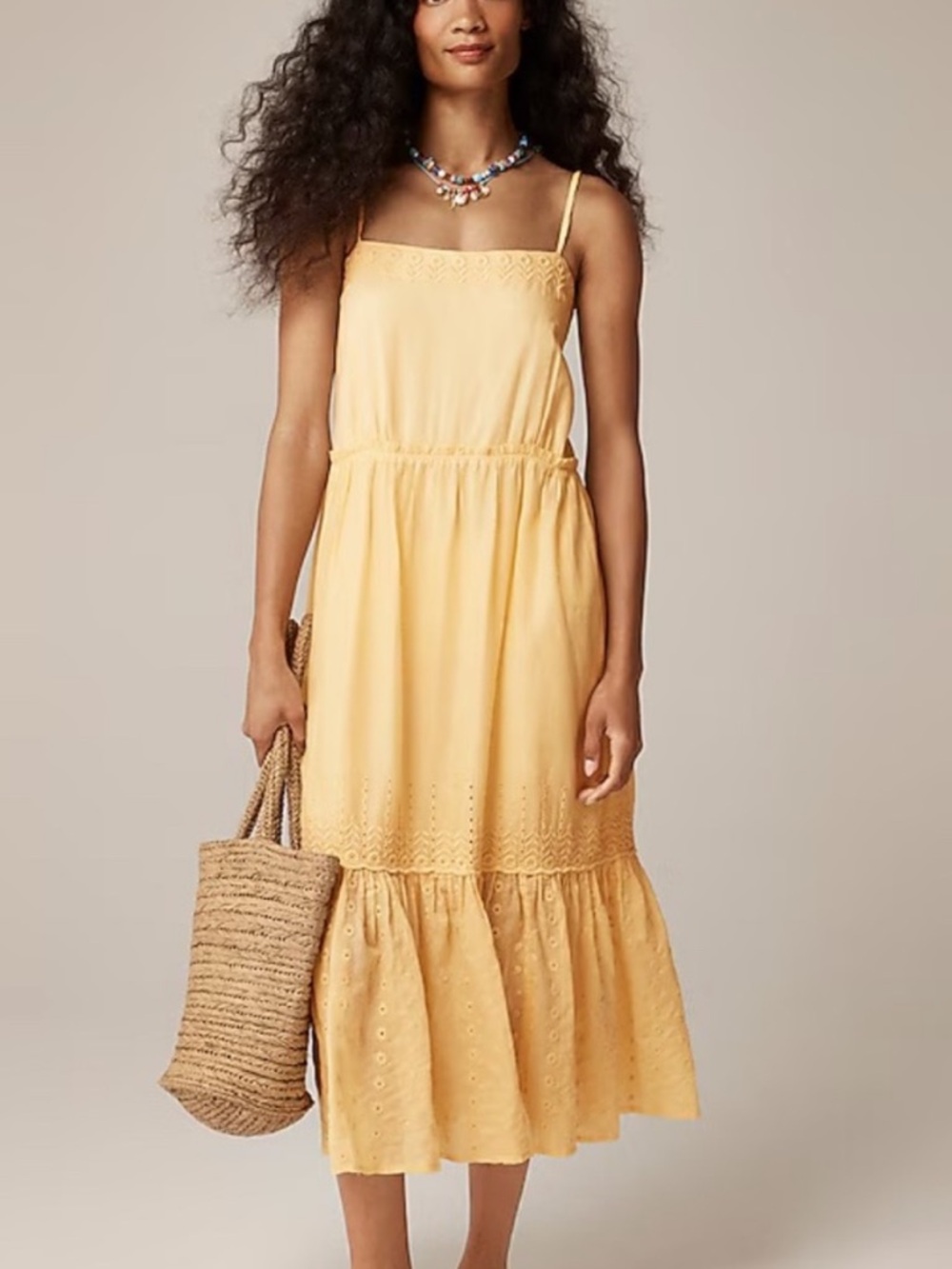 J. Crew Sorrento Midi dress in cotton voile butter yellow size large